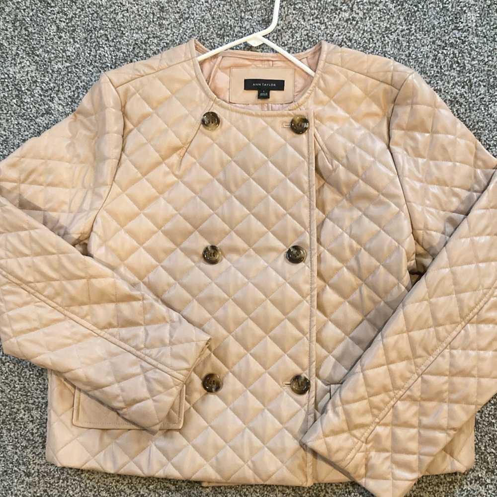 Ann Taylor Tan Puffer Jacket with Quilted Design